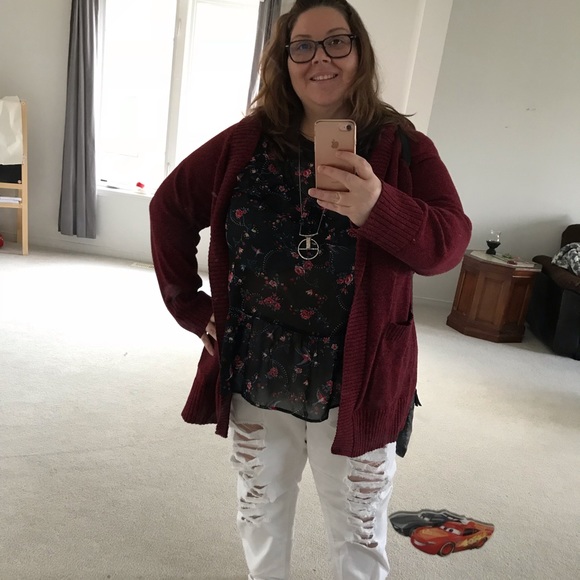 Love & Legend Sweaters - Love & Legend brick-red open-cardigan 4X